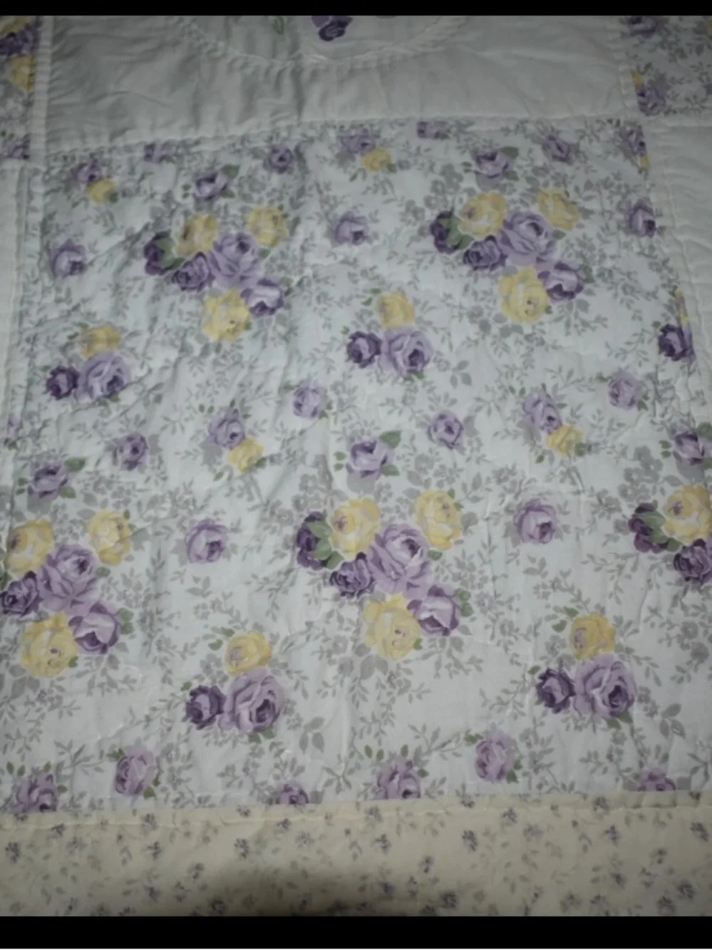 Vintage Quilt Full Queen Blanket Floral Flower embroidered Beads Country Cottage